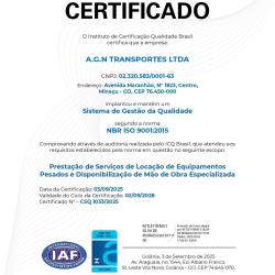 Sistema de Gestão de Qualidade Certificado ISO 9001 - Agenor Nunes